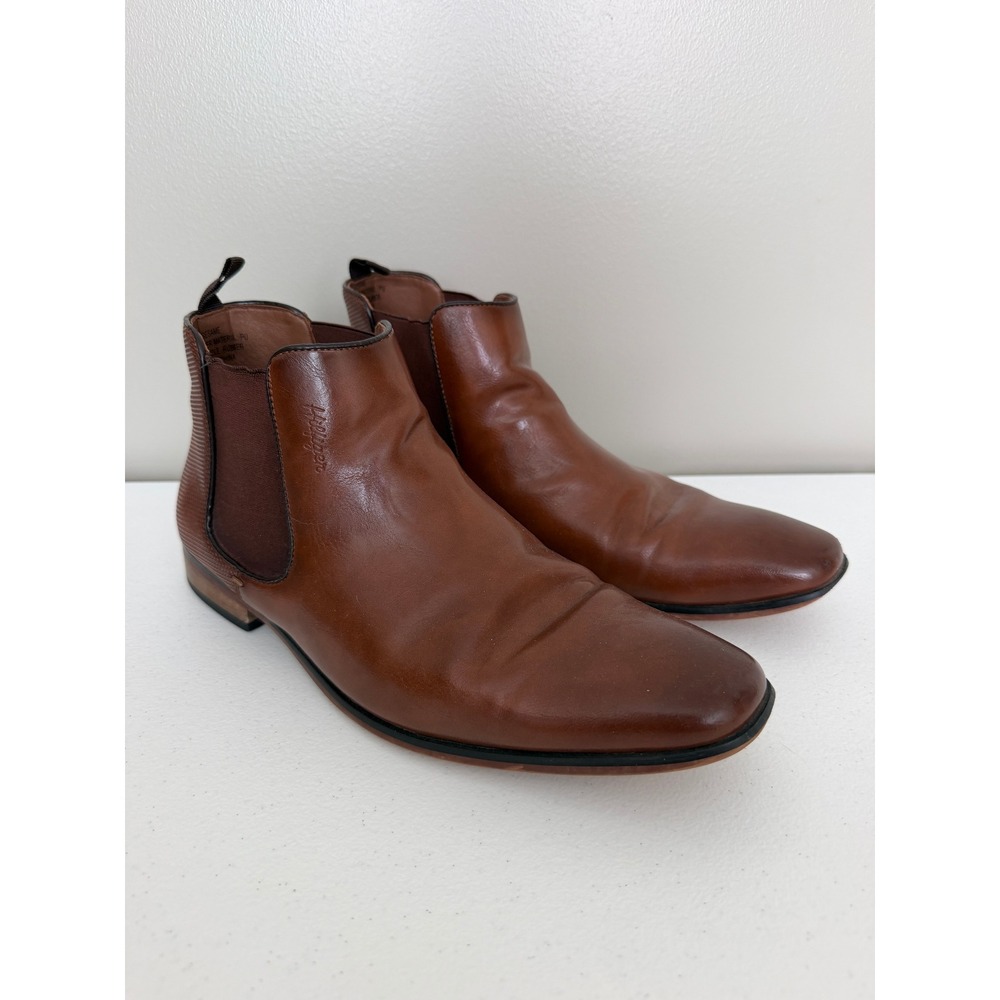 Tommy Hilfiger Sesame Chelsea Boots Mens 9.5 Brown Textured Heel Pull On